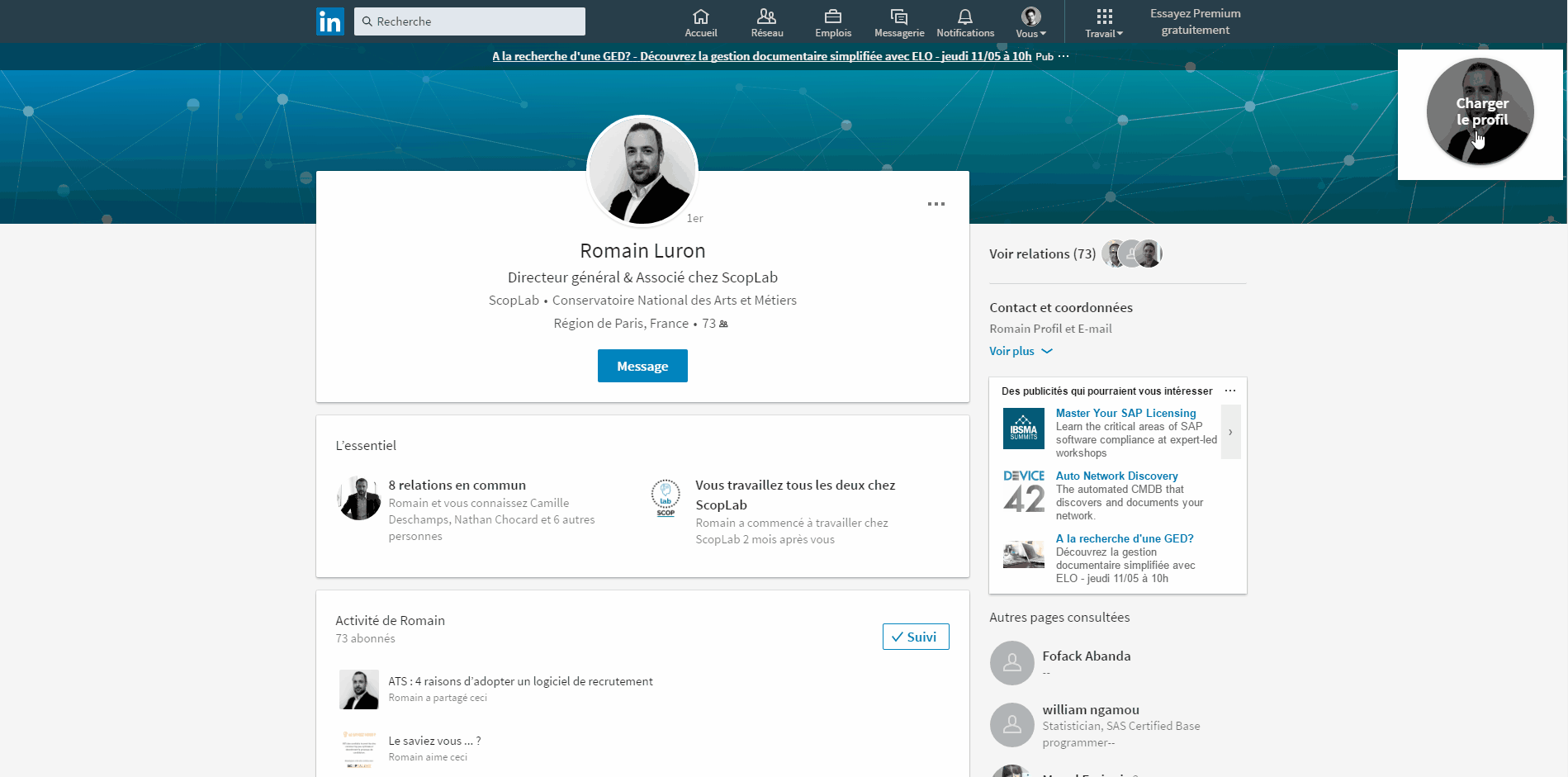 Importez profil sur votre CVthèque - Extension LinkedIn